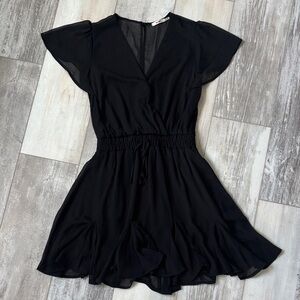 Miami Black Flutter Sleeve Mini Dress